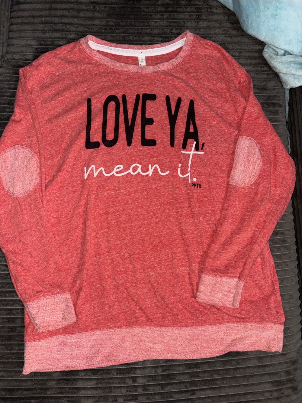 Love Ya Mean It Red Crewneck Sweatshirt - Casual Graphic Pullover